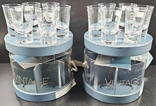 12) Waterford Marquis Vintage Shot Glass Box Set Clear Cheers Etch Party Bar Lot