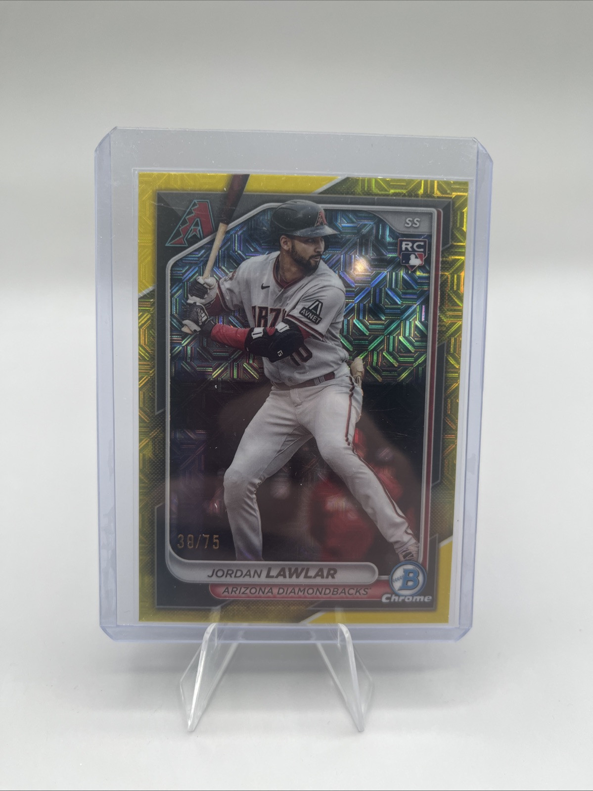 JORDAN LAWLAR 2024 BOWMAN CHROME YELLOW MOJO REFRACTOR RC SSP /75 #55