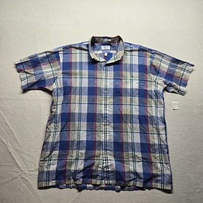 Vintage Arrow Sport Button Up Shirt Plaid Short Sleeve Single Needle Men's 1X