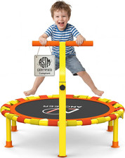38" Toddler Trampoline for Kids, Foldable Indoor Mini, Foam Handle