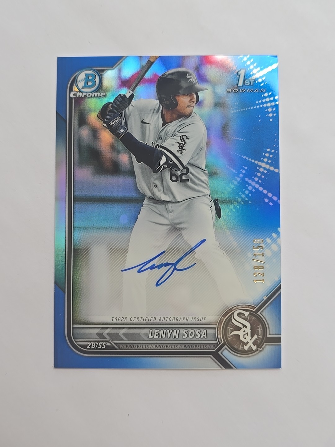 Lenyn Sosa 2022 1st Bowman Chrome AUTO BLUE REFRACTOR /150 RC (NMNT)