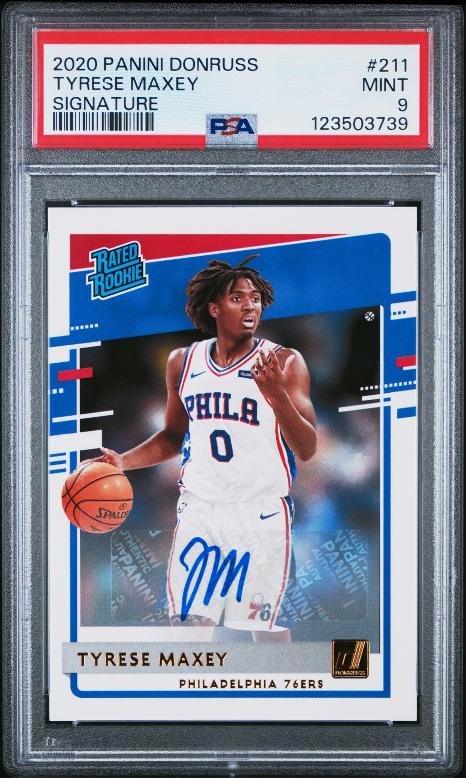 2020 PANINI DONRUSS SIGNATURE #211 TYRESE MAXEY PSA 9