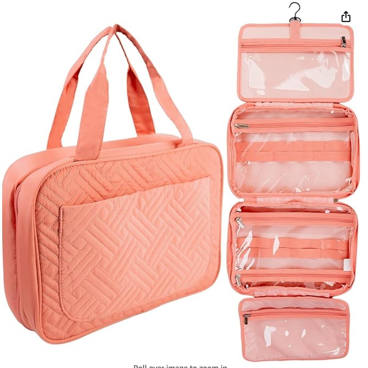 RAMBEO Womens Hanging Toiletry Travel Bag Rose Gold Zippered Water  Resistant NWT