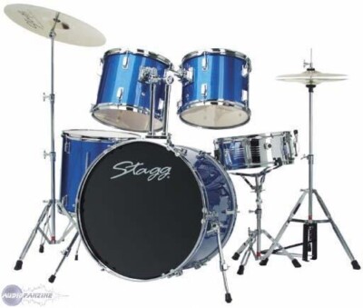 Stagg TIM122B 5 Piece 22'' Complete Drum Set BLUE + Cymbals, Throne and Sticks