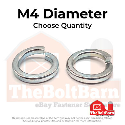 M4 Class 12 High Collar Split Lock Washer Zinc Clear (Pick Quantity)