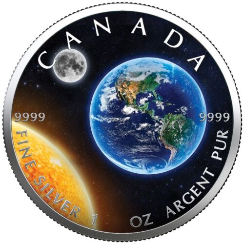 2023 Canada Farbmünze Our World Universum  1 OZ SILBER - COLOR EDITION - Picture 1 of 11