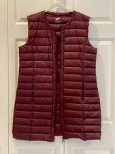 Maddison Down Collection- real feathers- long vest- aubergine (burgundy)