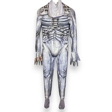 Skeleton Monster Halloween Costume Child Boy Mask Full Bodysuit Size Medium Zip