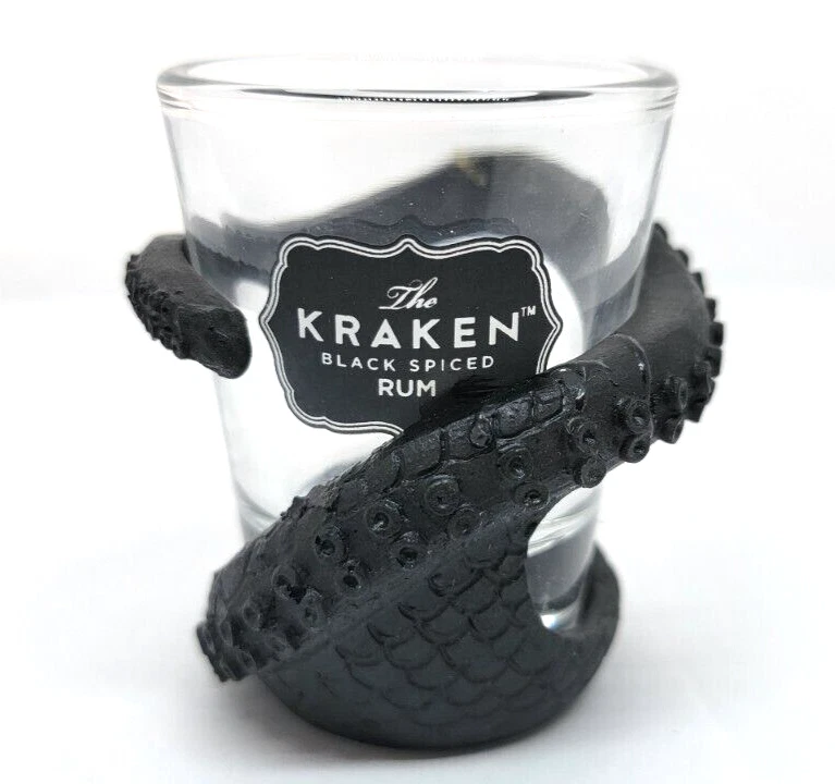 The KRAKEN Black Spiced Rum Shot Cup Glass OCTOPUS TENTACLE