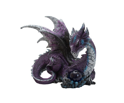Gothic Deko Figur Drachen Skulptur mit  Glas Kugel Skull Sensemann Gecko Lurch