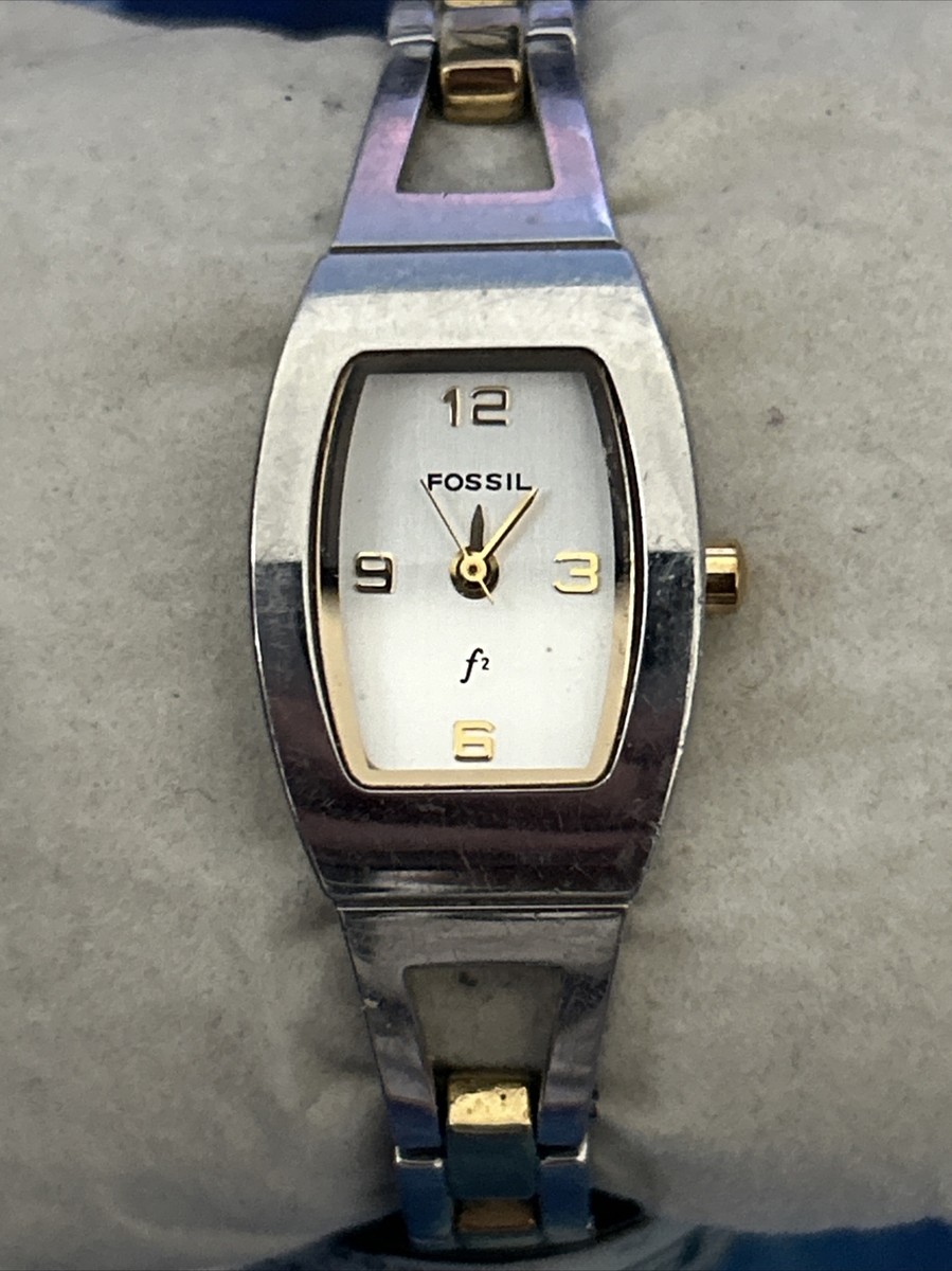 Fossil F2 Analog Wristwatch Gold & Silver Tone All Stainless Steel