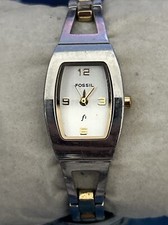 Fossil F2 Analog Wristwatch Gold Silver Tone All Stainless Steel Water Resist