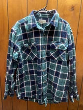 Duluth Trading Co. Button Front Shirt Men's Large Plaid 100% cotton