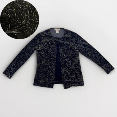 Vintage Notations Velvet Layered Cardigan Twofer Glitter Design Medium Fairy 90s
