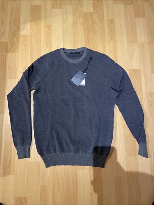 Bakers Pullover Rundhals M Blau Grau Strick Elegant NEU