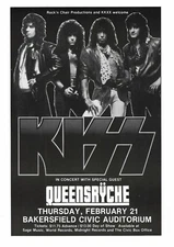 Kiss Handbill w/ Queensryche 1985 Bakersfield Civic Auditorium