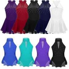 Kids Girls Shiny Gymnastic Leotard Dress Athletic Sports Ballet Dance Costumes