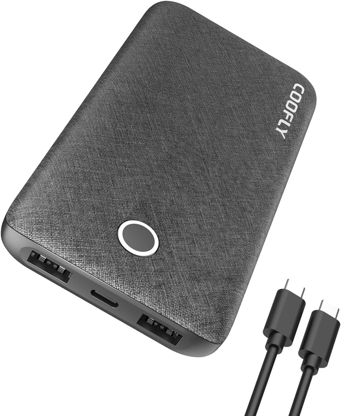 10000mAh Fast Charging USB-C Power Bank Portable Black-image
