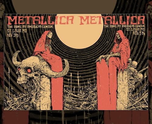 SET #/650 ST LOUIS 2023 METALLICA Show Poster Print SOLD OUT Nights 1 and 2 PAIR - 第 1/3 張圖片
