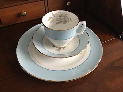 STAFFORDSHIRE CROWN 3 Piece Trio Plate Tea Cup & Saucer