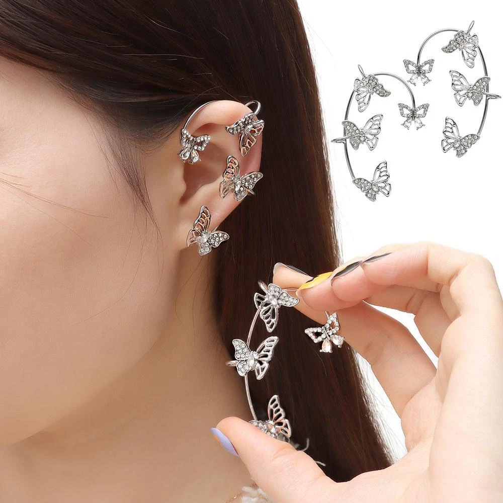 No Pierced Party Non Piercing Ear Wrap Tragus Earrings Rhinestones