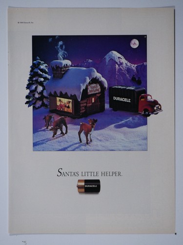Santa's Little Helper Christmas Vintage Duracell 1989 Original Print Ad 8.5 x 11 - Picture 5 of 7