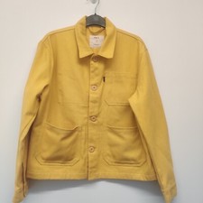 P&co Denim Jacket Blazer Women's Cotton Pockets Yellow Button Up