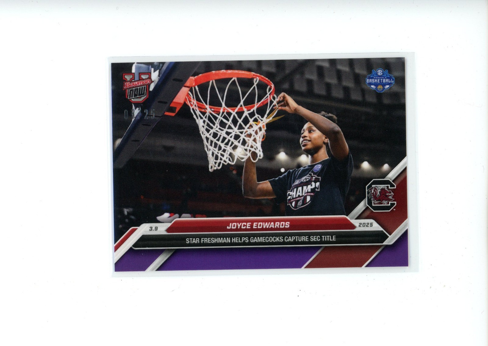 2024-25 Bowman U Now Joyce Edwards #80 Star Freshman SEC Title Purple 5/25 READ