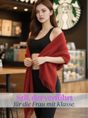 LA FERANI Damenschal Kaschmir Schal stilvoll Halstuch dünn Wein Rot Herbst Tuch Damen