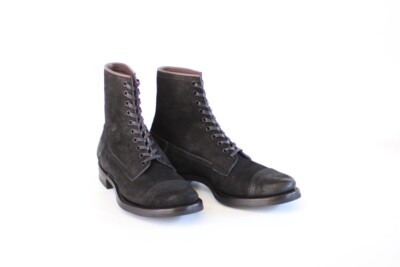 CLINCH ネイビースエード シューズ ブーツ Brass Tokyo Brass Tokyo Clinch Conrad Horse Suede Cap Toe Boots Size 7