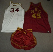 Vtg Morris Harvey College Early 1960s Game Worn Basketball Jerseys x2 + Shorts 