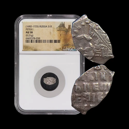 RUSSIA. 1706, Kopek, Silver - NGC AU58 - Peter the Great, KG 1736