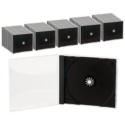 PEARL CD Jewel Case: Doppel CD Jewel Boxen im 50er-Set, schwarzes Tray