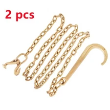 2 PACK 5/16 x 10' Grade 70 Tow Chain 15" Mini J Hook Recovery Wrecker Axle Chain