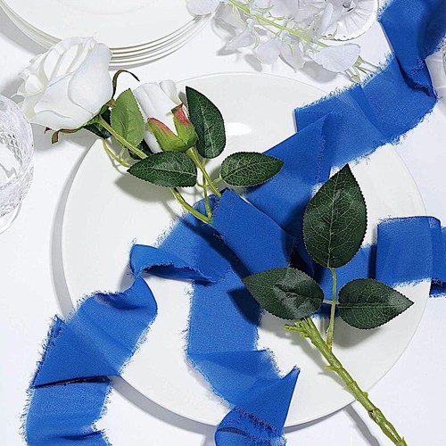 2 ROYAL BLUE 1.5" x 6 yards Chiffon RIBBON Rolls Wedding Party Crafts Supplies - Picture 4 of 8