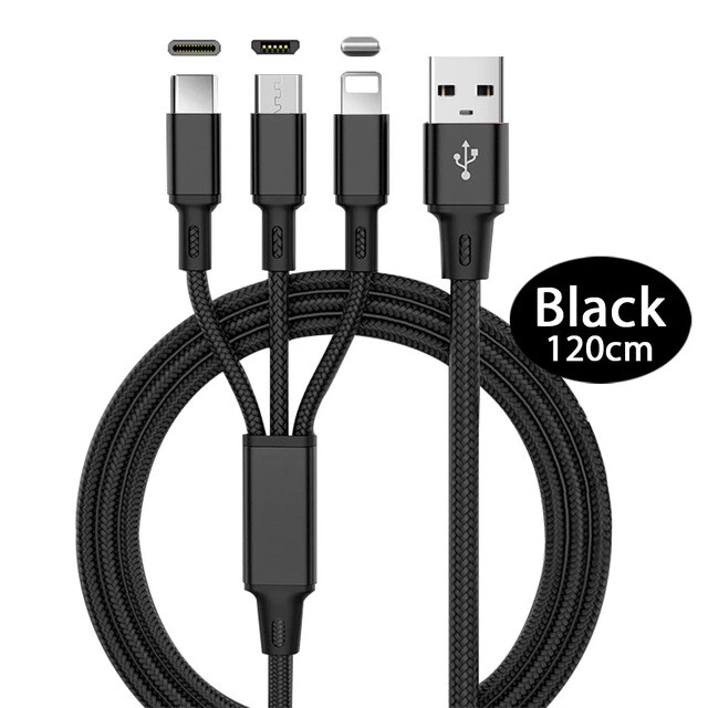 Mobile Phone Charging Cable 3in1 Type-C Micro USB IOS For IPhone Samsung Huawei_voghion.com