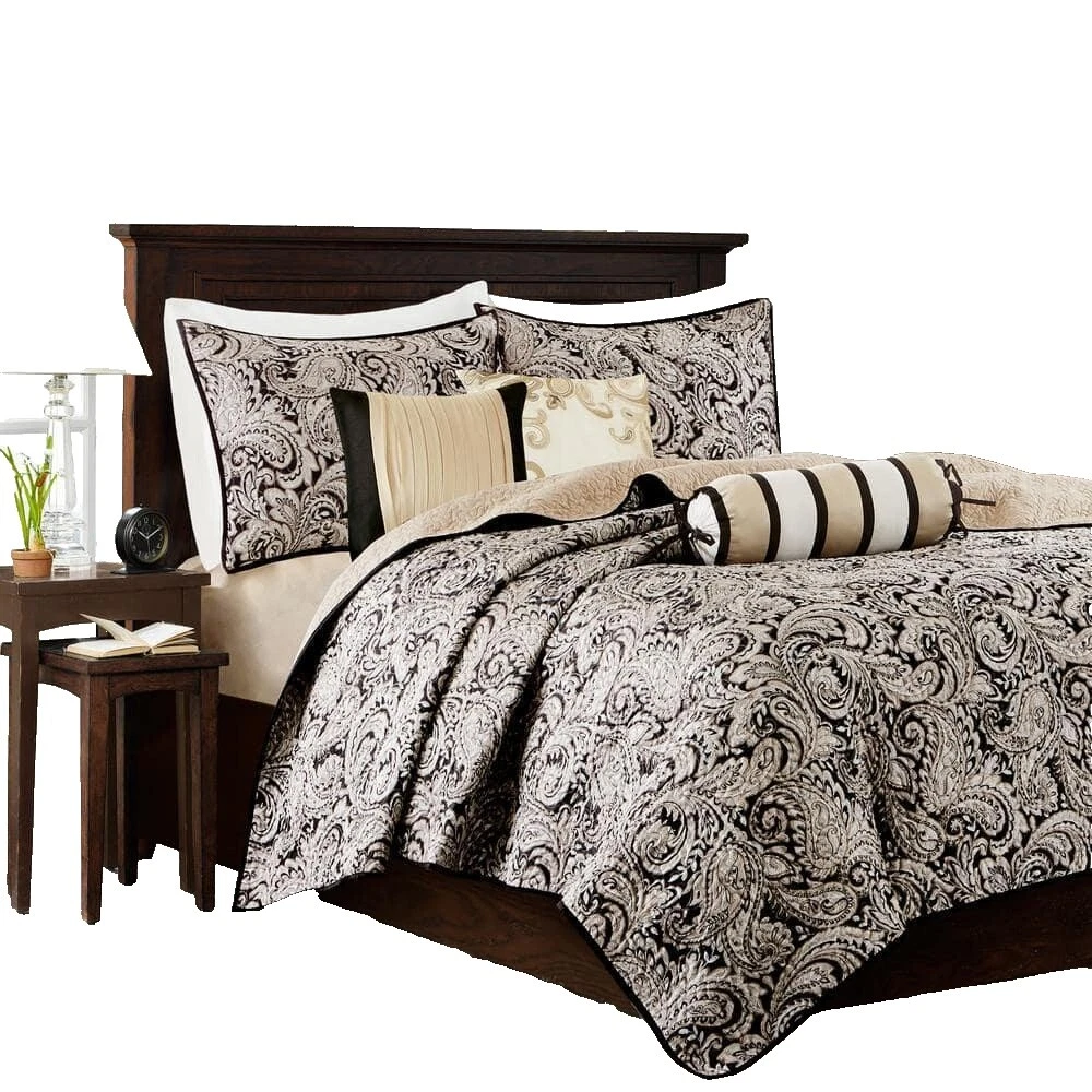 Edredones tradicional Negro Paisley, colchas y cobertores para cunas