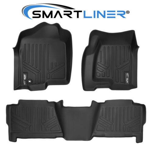 SMARTLINER Custom Floor Mats Black For 00-07 Silverado/Sierra Crew Cab / SUV - Picture 1 of 5