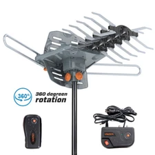 480 Miles Outdoor TV Antenna Motorized Amplified HDTV 1080P 4K V/U 360° Rotation