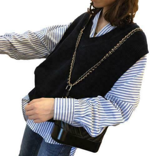 Womens Pullover Faux Cashmere New Knitted Vest Loose V Neck Sleeveless Sweater - Picture 2 of 5