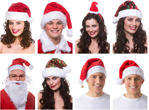 FOLODA Cappello di Babbo Natale con tesa bianca per feste di Natale, capodanno, accessorio per costume di Babbo Natale, regalo da uomo