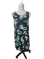 Old Navy Womens Dress sleeveless Tank Black floral 100% rayon Sundress Large
