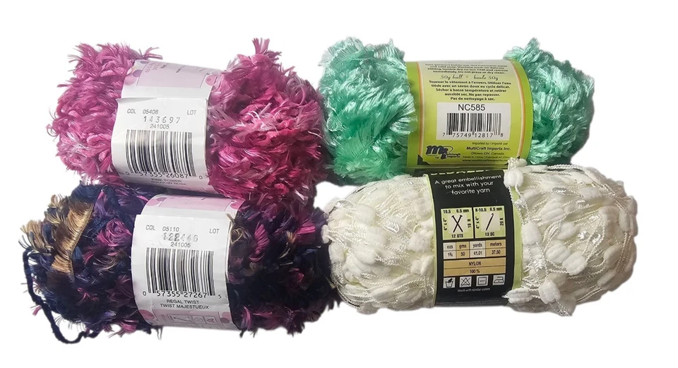 Patons Twister Eyelash Yarn Pink Power Regal Twist White Mint Green Red 5 Skeins - Image 3 of 4