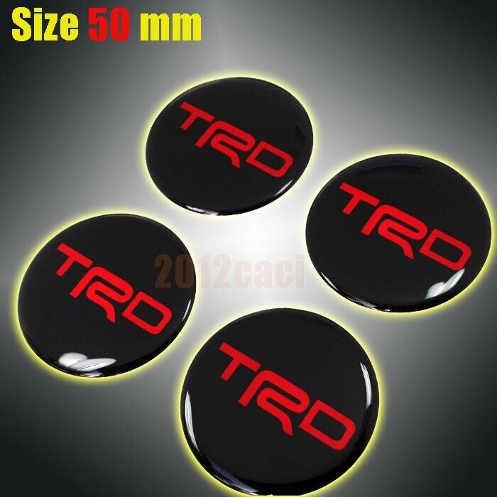 trd logo center caps wheels 4pcs stickers Resin for TRD 50 mm logo decor emblem.