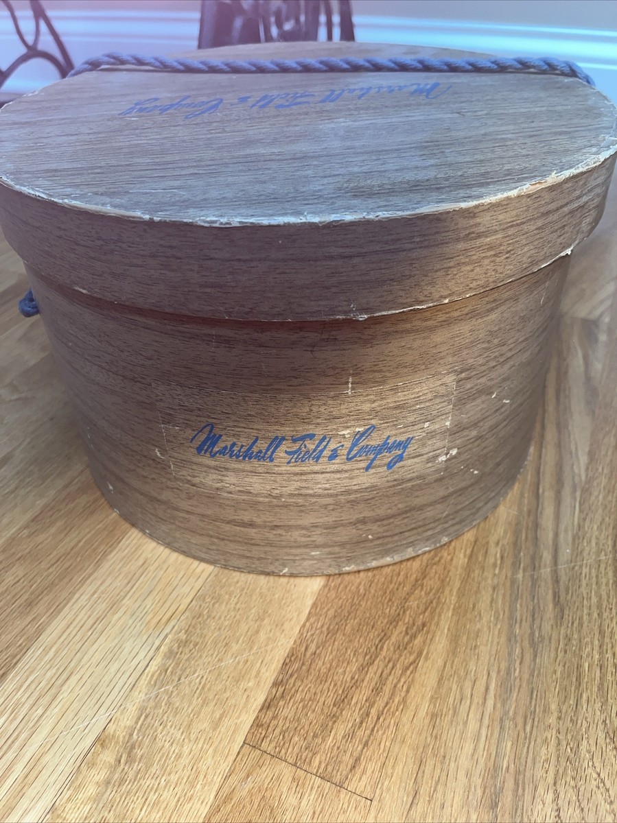 VINTAGE MARSHALL FIELDS AND COMPANY HAT BOX BROWN 12” DIAMETER Tall