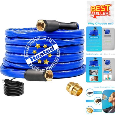 Self-Regulating 25ft Heated Water Hose for Safe Drinking Water in Cold Weather