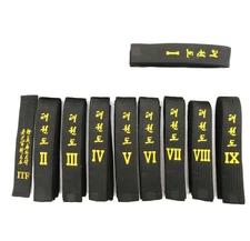 Black BELTS - Plain Black - or Embroidered with Taekwondo plus Tenets and Rank