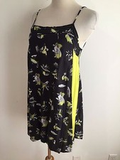ZARA W+B Collection Sleeveless Dress Black w/Neon Green & Grays Size S