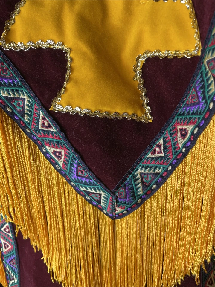 Disfraz Vintage Rubíes Vestido Nativo Indio Talla Pequeña Terciopelo LEER Foto 4 de 4