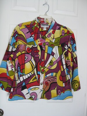 Ultimate Design Jacket Artsy Bohemian Vintage Colorful Size XL